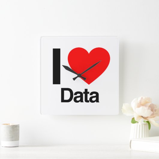 Horloge Carrée j'aime les données (Maison)