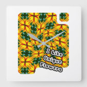 Horloge Carrée J'Aime Les Fleurs Uniques (Recto)