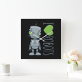 Horloge Carrée J'aime les robots (Maison)