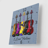 HORLOGE CARRÉE J'AIME LES VIOLINS-2 (Angle)