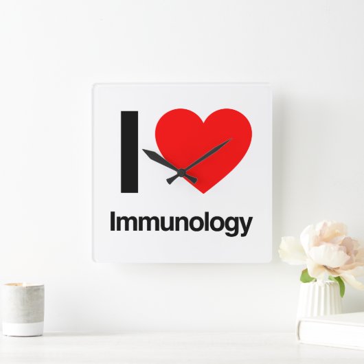 Horloge Carrée j'aime l'immunologie (Maison)