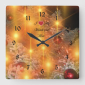 Horloge Carrée J'aime maman, Noël d'or, (Recto)