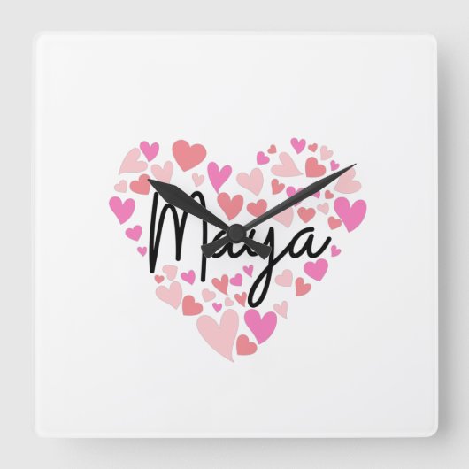 Horloge Carrée J'aime Maya (Recto)
