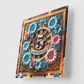 Horloge Carrée jalon 5e anniversaire du Mariage (Angle)