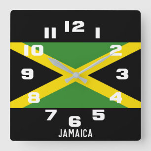 Horloge Carrée Jamaica Jamaican Flag Tropical Island Country