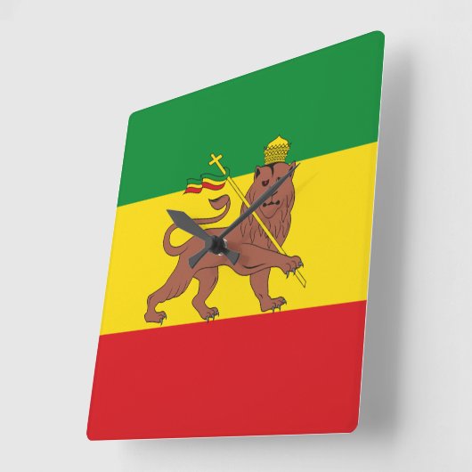 Horloge Carrée Jamaica Rasta Flag - hAILE sELASSIE I - Rasta Love (Angle)