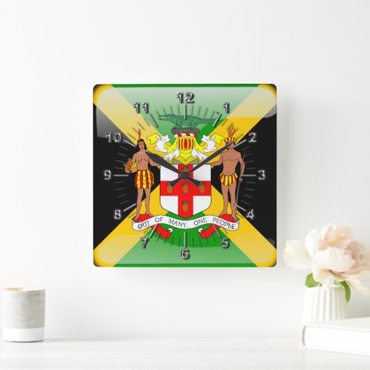 Horloge Carrée Jamaican glossy flag (Maison)