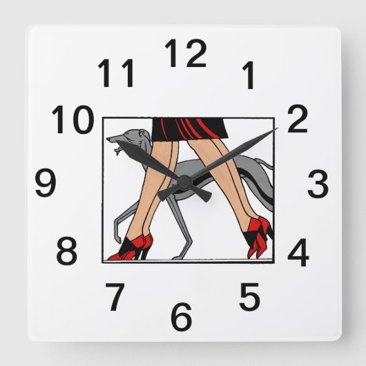 Horloge Carrée Jambes Art déco femmes Greyhound Whippet Chien R (Recto)