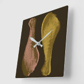 Horloge Carrée Jambes de poulet frites (Angle)