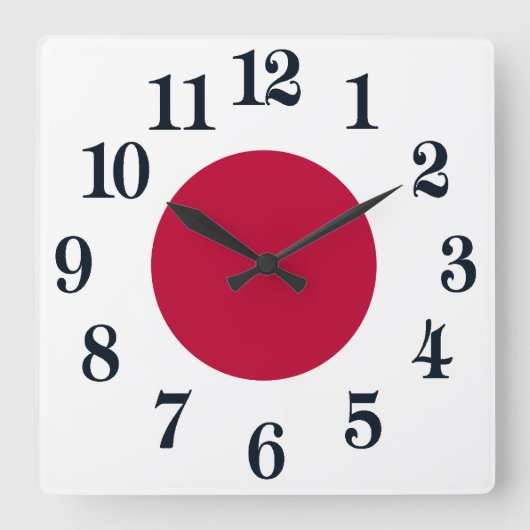 Horloge Carrée Japon - Drapeau japonais - Hinomaru (Recto)
