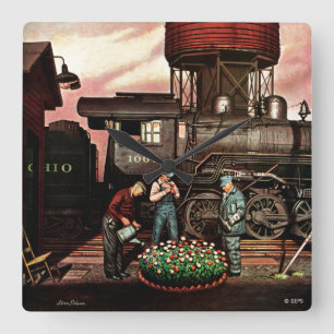 Horloge Carrée Jardin d'agrément de yard de train par Stevan