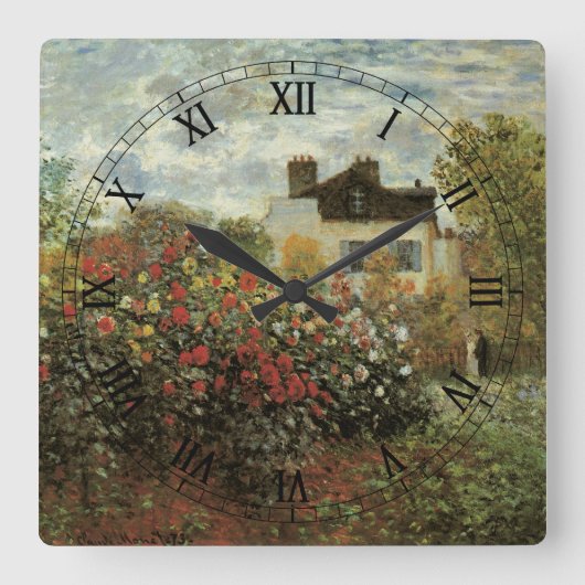 Horloge Carrée Jardin de Monet à Argenteuil par Claude Monet (Recto)
