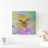 Horloge Carrée JARDIN DES OMBRES PERDUES - Jaune violet vert (Maison)