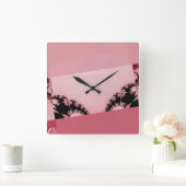 Horloge Carrée Jardin fractal crémeux (Maison)