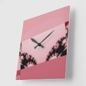 Horloge Carrée Jardin fractal crémeux (Angle)