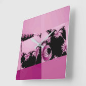 Horloge Carrée Jardin fractal rose (Angle)