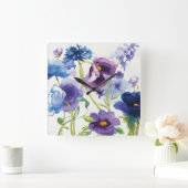 Horloge Carrée Jardin mélangé bleu et pourpre (Maison)