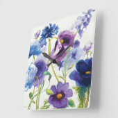 Horloge Carrée Jardin mélangé bleu et pourpre (Angle)