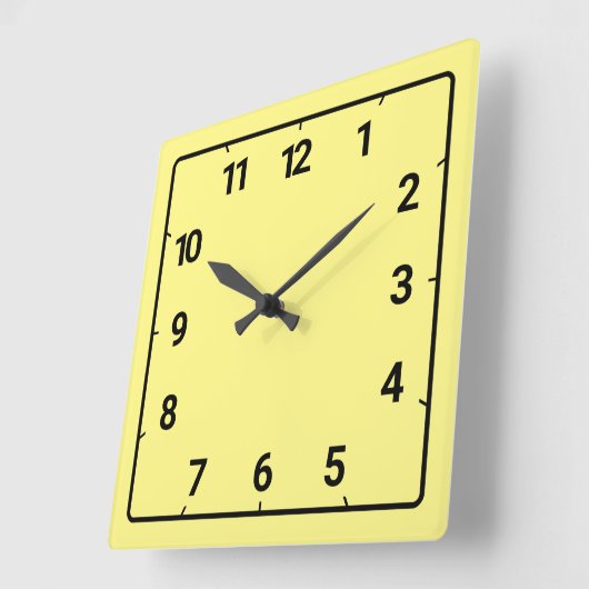 Horloge Carrée jaune clair (Angle)