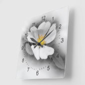 Horloge Carrée jaune dans les tons gris (Angle)