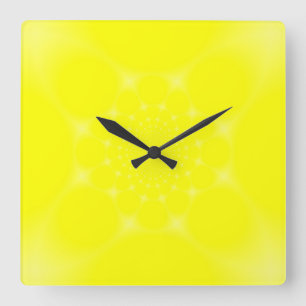 Horloge Carrée Jaune Étincelant