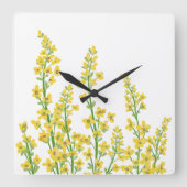 Horloge Carrée Jaune Moderne Citrine Fleurit (Recto)