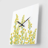 Horloge Carrée Jaune Moderne Citrine Fleurit (Angle)