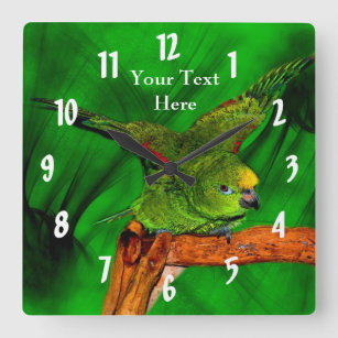 Horloge Carrée Jaune Nape Amazonie Perroquet Art animal