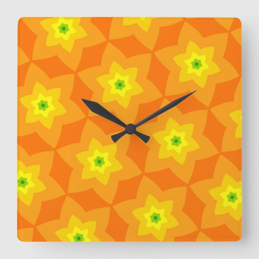 Horloge Carrée Jaune orange & Kiwi (Recto)