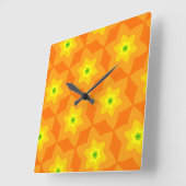 Horloge Carrée Jaune orange & Kiwi (Angle)