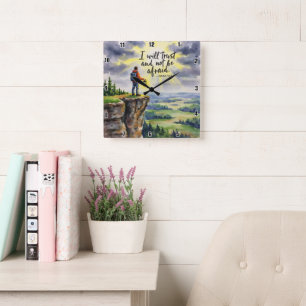 Horloge Carrée J'aurai confiance et je n'aurai pas peur. Ésaïe 12