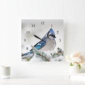 Horloge Carrée Jay bleu dans le cèdre bleu Atlas (Maison)