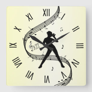 Horloge Carrée Jazz Dance Roman Numéros Jaune