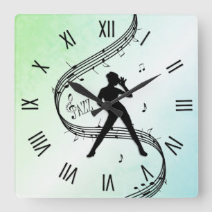 Horloge Carrée Jazz Dance Roman Numéros Vert