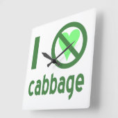 Horloge Carrée Je déteste le chou (Angle)