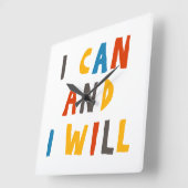 Horloge Carrée Je Peux Et Je Veux (Angle)