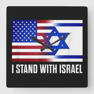 Horloge Carrée Je suis avec Israël Patriotique