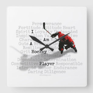 Horloge Carrée Je suis un joueur de hockey