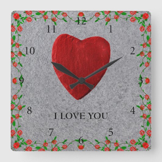 Horloge Carrée Je t'aime (Recto)