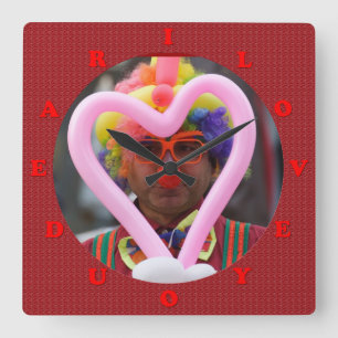 Horloge Carrée je t'aime cher