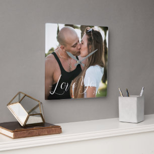 Horloge Carrée Je t'aime, couple d'amour