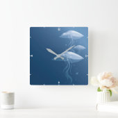 Horloge Carrée Jellyfish Ocean Sea Life - Blue Underwater Custom (Maison)