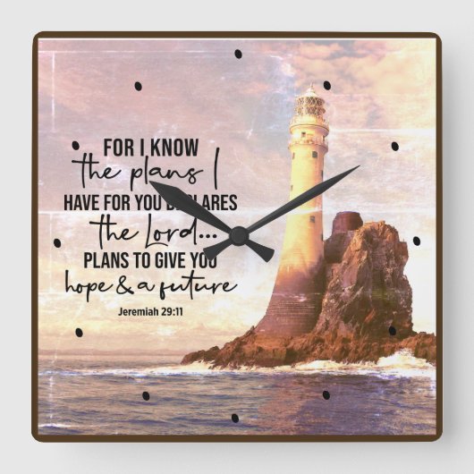 Horloge Carrée Jérémie 29:11 Je connais les plans que j'ai pour v (Recto)
