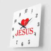 Horloge Carrée Jésus aimant (Angle)