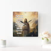 Horloge Carrée Jésus : Amour sans faille, Alliance, Paix (Maison)