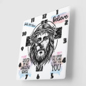 Horloge Carrée Jésus avec la couronne d'épines (Angle)