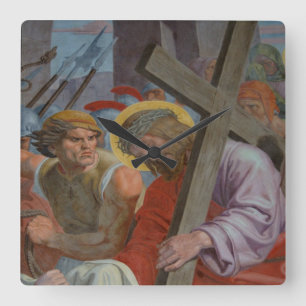 Horloge Carrée Jesus Bearing His Cross