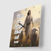 Horloge Carrée Jésus : Berger, Paix, Amour sans faille (Angle)