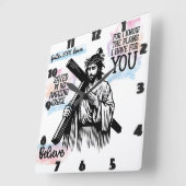 Horloge Carrée Jésus-Christ tenant une croix (Angle)