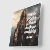 Horloge Carrée Jésus : Confiance dans le Seigneur (Angle)